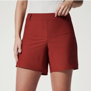 SPANX Rust Red High-Waist Stretch Shorts